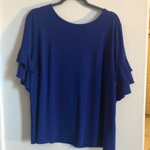 Blue blouse with frill sleeves